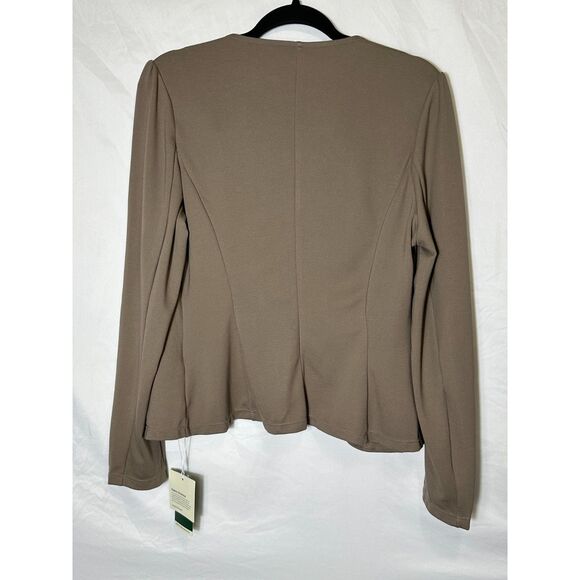 Halara Round Neck Long Sleeve Decorative Button Slim Work Jacket Taupe SZ M NWT - Picture 3 of 3